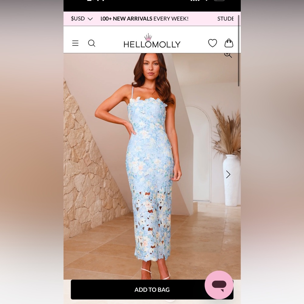 HelloMolly Romantic Afternoon Embroidered Midi Dress